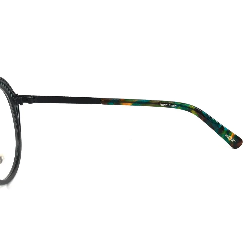 Boz Eyeglasses Frames ITZA 4000 Black Clear Green Round Full Rim 48-21-140